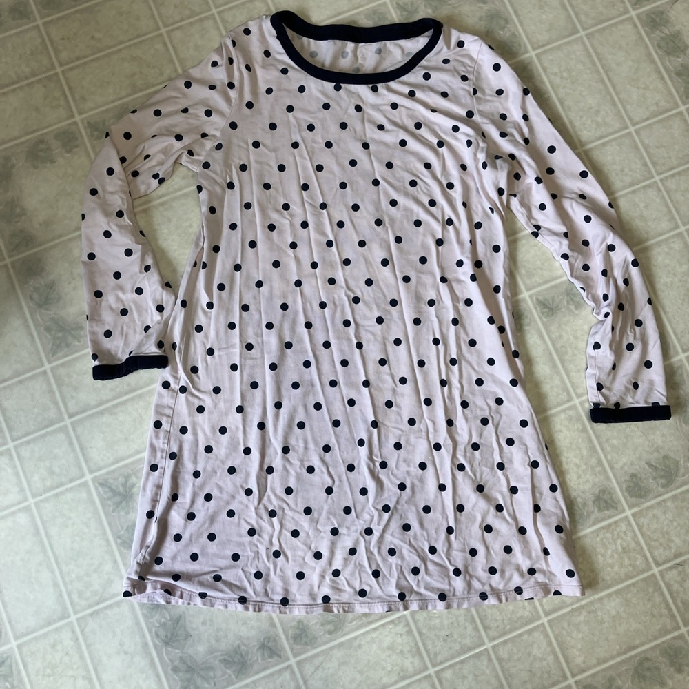 Kate Spade Night Shirt Womens Medium Pink Blue Polka Dot Cotton Modal Blend